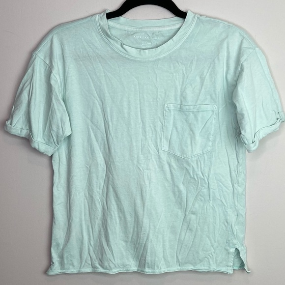 American Eagle lite blue cropped top sleeve top size extra small - Picture 1 of 6